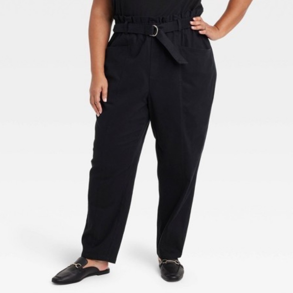 Ann Taylor Elastic High Waist Tapered Leg Pant With Belt Sz 18